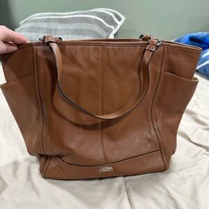 Women's Coach Brown Leather Tote Bag